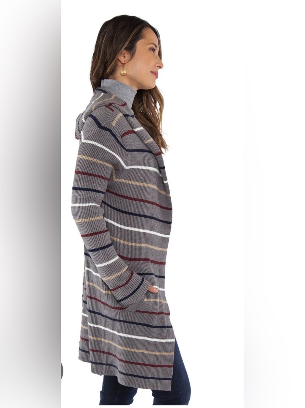 Carve Designs Women’s Durango Waffle Knit Long Hooded Cardigan Sweater Size M
